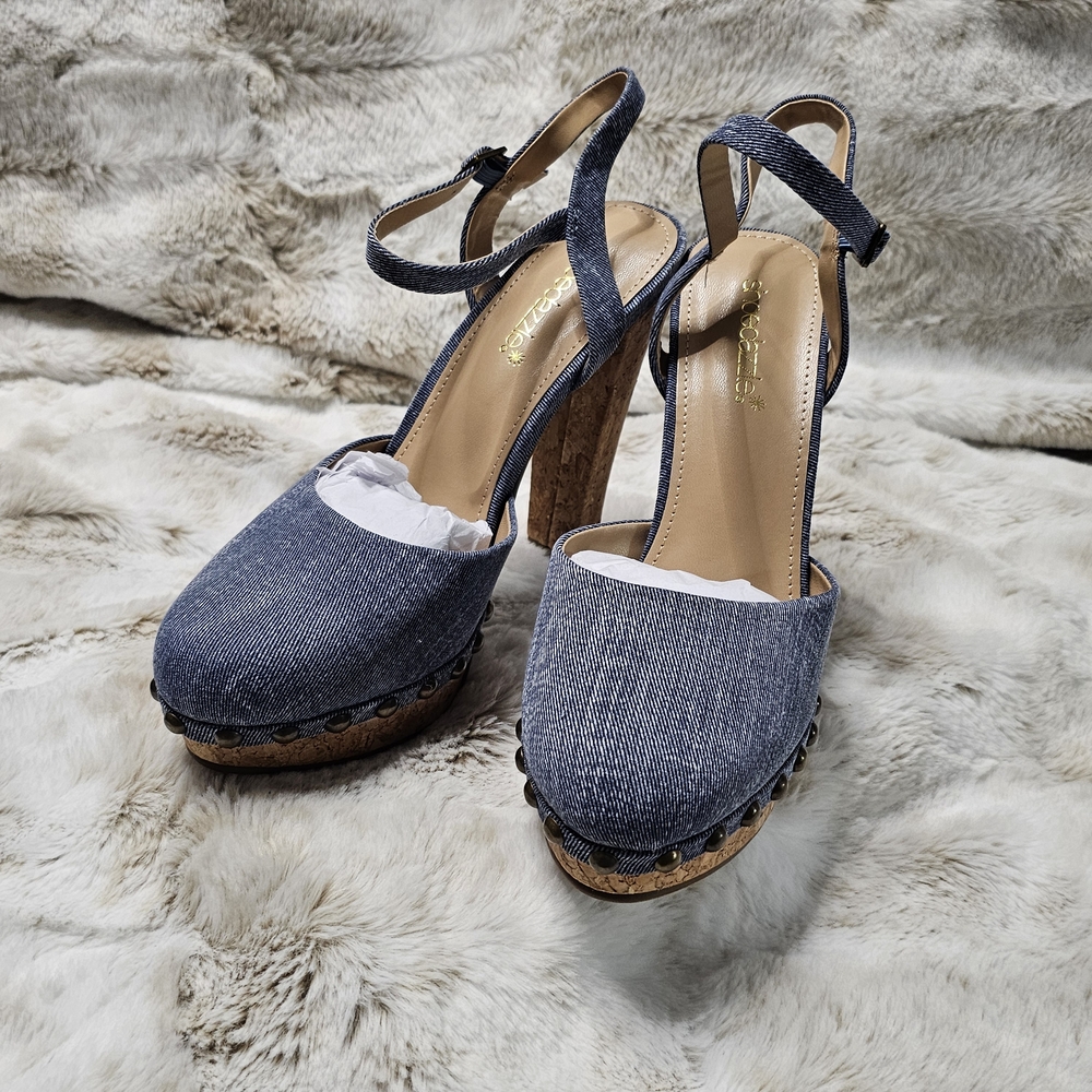 Shoe Dazzle‎ Denim Blue Platform Heels